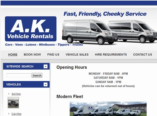 https://www.akrental.co.uk/ website